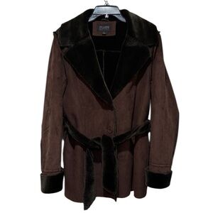 Wilsons Leather Women’s Brown Faux Shearling Coat Jacket‎ Large L Classic Staple